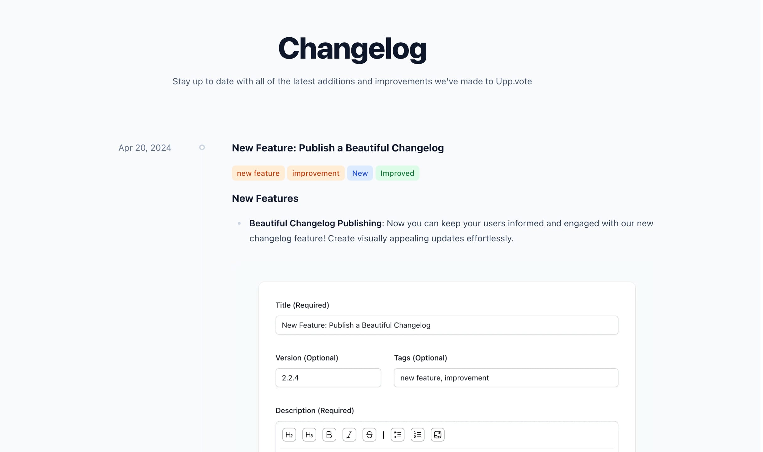 Feature: Changelog
